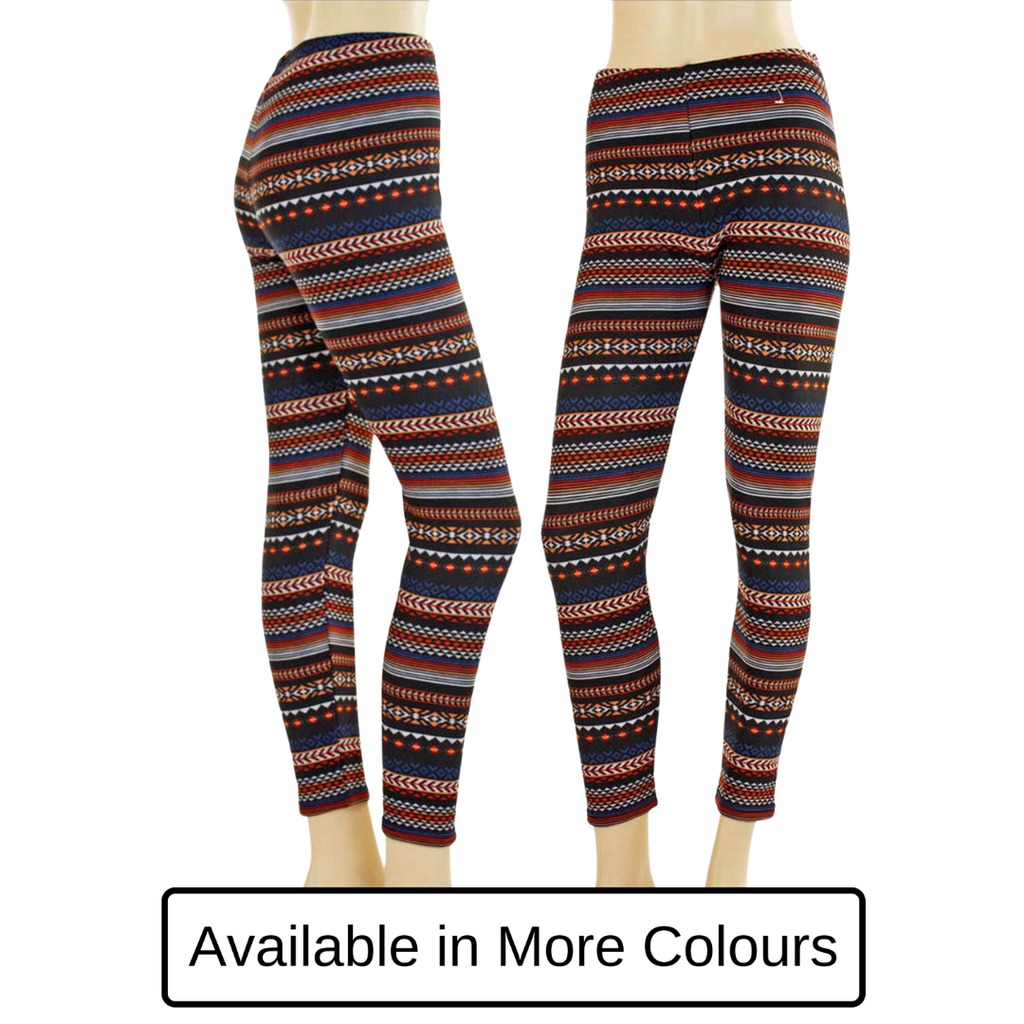 Womens New AZTEC Print Multi Color Fashion Trend Leggings Pants S