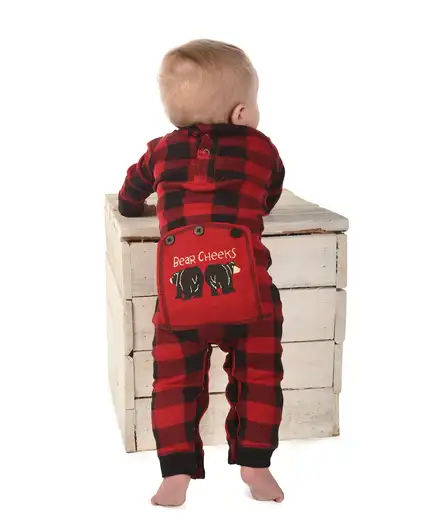 PJS Cotton Buffalo Plaid Bear Cheeks Baby The Real Wool Shop