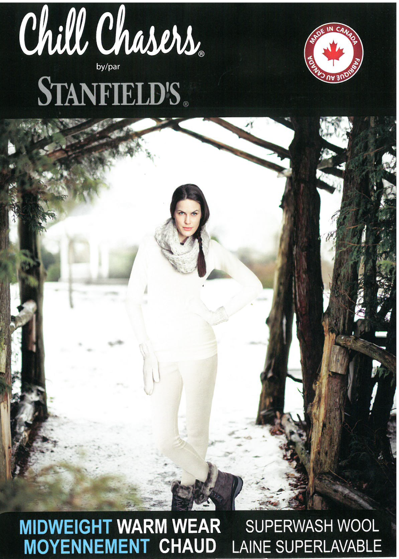 Stanfield's Women's Leggings 2482 Poly/Cotton/Wool Two Layer Black Siz
